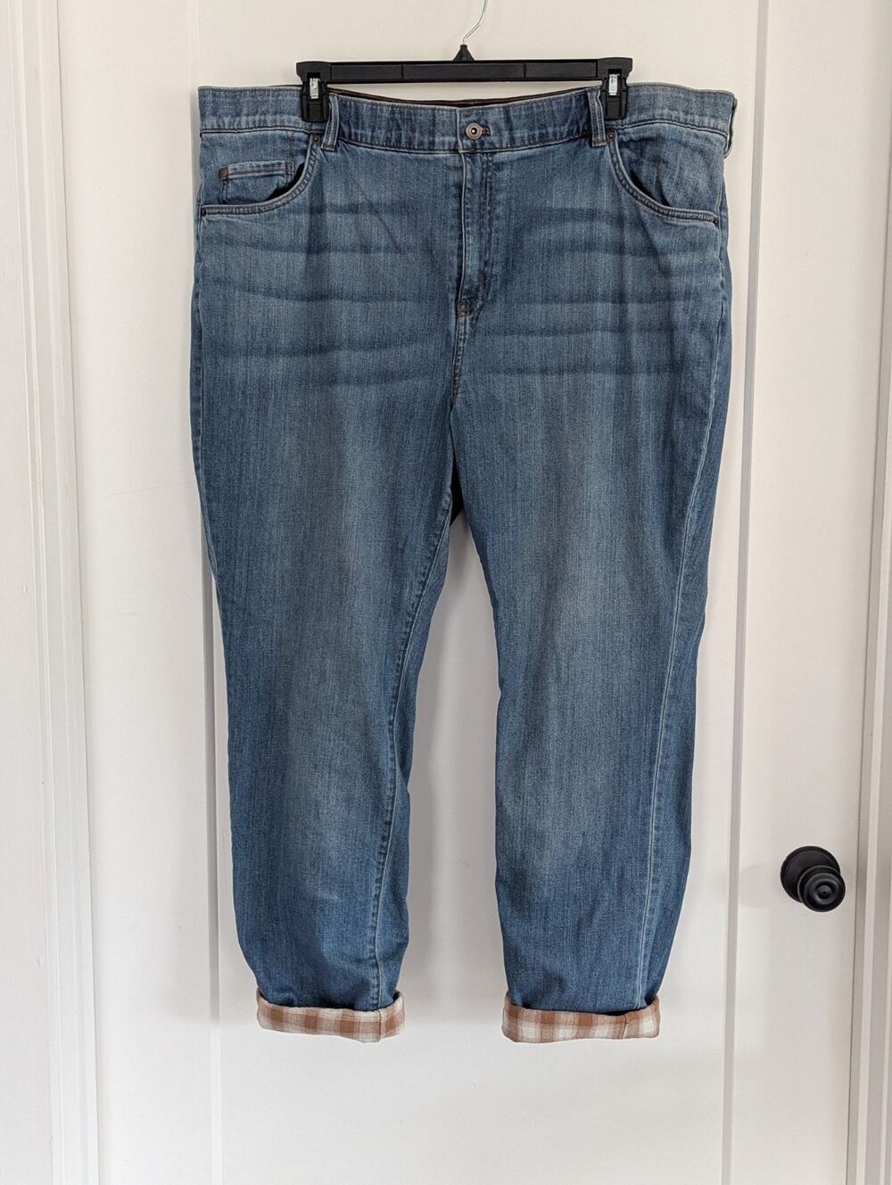 Eddie Bauer Women's 22W Boyfriend Midrise Straight Flannel Lined Denim Jeans